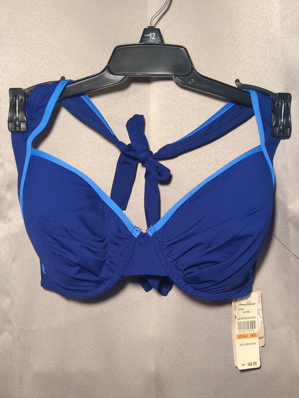 Tommy Bahama Navy and Light Blue Halter Underwire Bikini Top